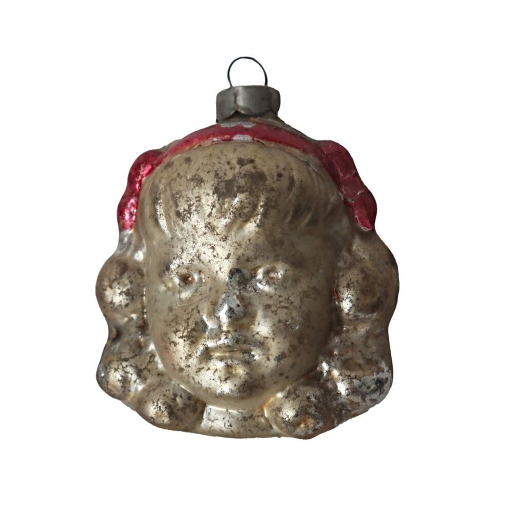 Antique Mercury Glass Christmas Ornament German Goldilocks Victorian Girl